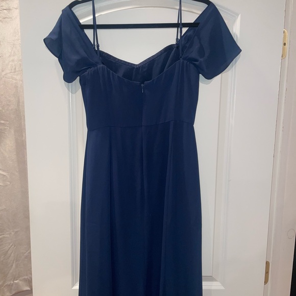 Wayf Rachel Navy Blue Sweetheart Neckline Gored Chiffon Maxi Dress - Picture 2 of 4